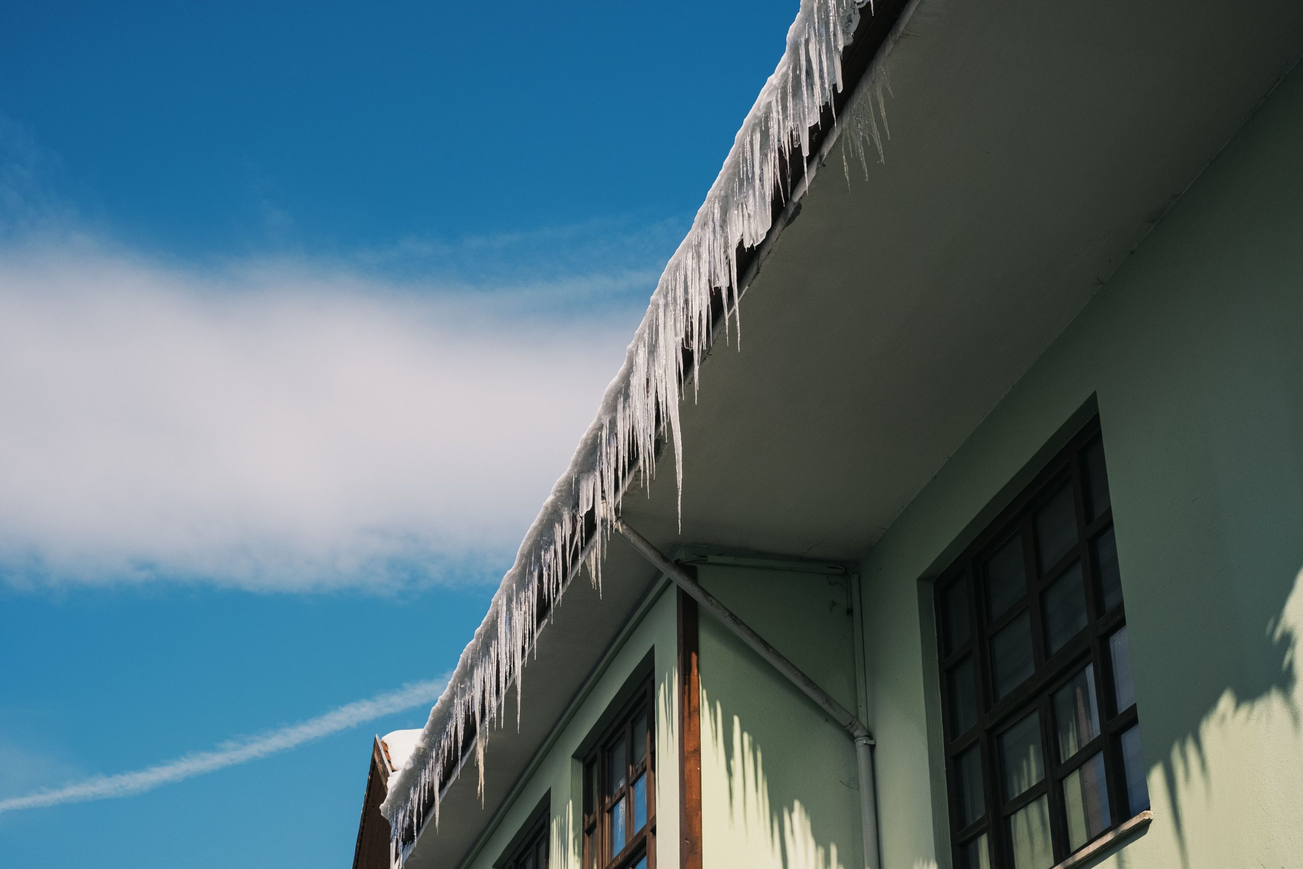icicles hanging from a roof